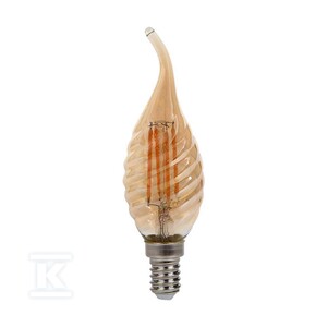 Żarówka LED V-TAC 4W filament E14 świeczka bursztyn płomyk twist VT-1947 2200K 350lm