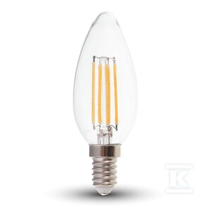 Żarówka LED V-TAC 4W filament E14 świeczka VT-1986 4000K 400lm