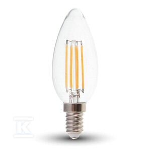Żarówka LED V-TAC 4W filament E14 świeczka VT-1986 6500K 400lm