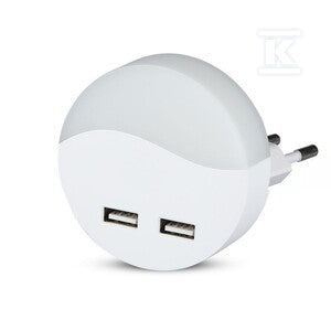 Lampka nocna do gniazdka LED z USB V-TAC SAMSUNG CHIP okrągła VT-84-RD 3000K 10lm