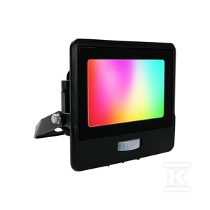 Naświetlacz LED WI-FI V-TAC 20W czujnik ruchu czarny Z mufą smart Amazon Alexa Google Home VT-5192S RGB+3000K-6500K 1500lm
