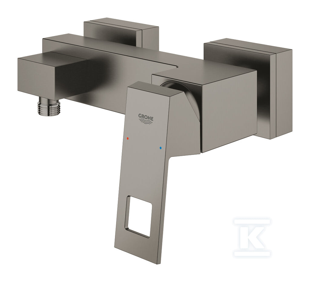 Bateria prysznicowa Grohe EuroCube jednouchwytowa, brushed hard graphite, montaż ścienny natynkowy, głowica Ceramiczna 46 mm, regulowany ogranicznik przepływu