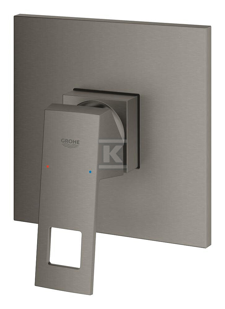 Bateria EuroCube jednouchwytowa do obsługi jednego wyjścia wody, brushed hard graphite, montaż ścienny podtynkowy, głowica Ceramiczna 46 mm, metalowa rozeta, metalowa dźwignia