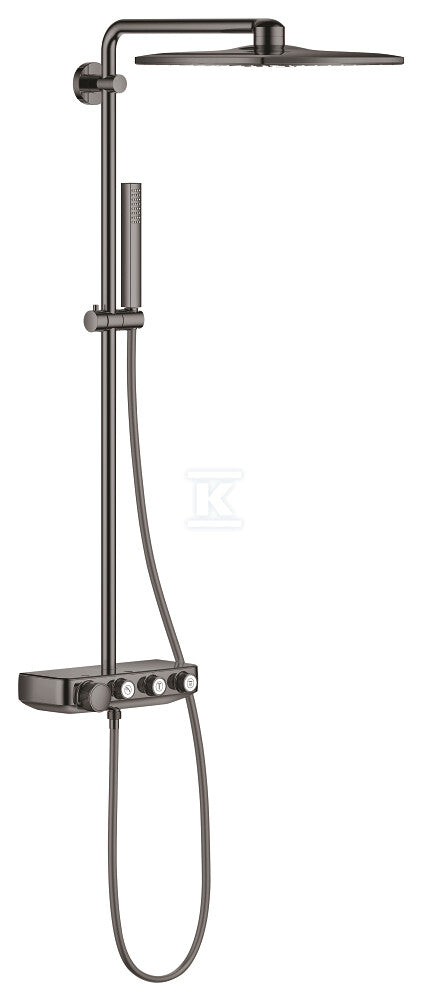 System prysznicowy Euphoria SmartControl System 310 Cube Duo z termostatem do montażu ściennego, hard graphite, deszczownica 2 strumienie, słuchawka jednostrumieniowa, ramię prysznica 450 mm, blokada bezpieczeństwa, nienagrzewająca się powierzchnia,
