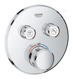 Bateria termostatyczna Grohtherm SmartControl do obsługi dwóch wyjść wody, brushed hard graphite, blokada bezpieczeństwa, metalowa, okrągła rozeta, przełącznik SmartControl, montaż ścienny podtynkowy