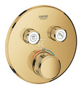 Bateria termostatyczna Grohtherm SmartControl do obsługi dwóch wyjść wody, cool sunrise, blokada bezpieczeństwa, metalowa, okrągła rozeta, przełącznik SmartControl, montaż ścienny podtynkowy