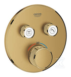 Bateria termostatyczna Grohtherm SmartControl do obsługi dwóch wyjść wody, brushed cool sunrise, blokada bezpieczeństwa, metalowa, okrągła rozeta, przełącznik SmartControl, montaż ścienny podtynkowy