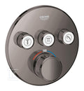 Bateria termostatyczna Grohtherm SmartControl do obsługi trzech wyjść wody, hard graphite, blokada bezpieczeństwa, metalowa, okrągła rozeta, przełącznik SmartControl, montaż ścienny podtynkowy