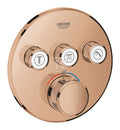 Bateria termostatyczna Grohtherm SmartControl do obsługi trzech wyjść wody, warm sunset, blokada bezpieczeństwa, metalowa, okrągła rozeta, przełącznik SmartControl, montaż ścienny podtynkowy