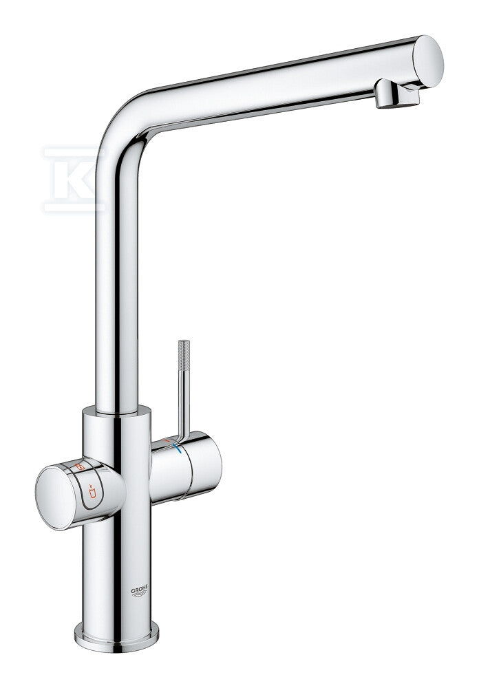 System gotujący wodę Grohe Red Duo kuchenny, chrom, bateria i bojler 7 l, dostęp do wody zwykłej i wrzątku, głowica Ceramiczna 28 mm, blokada bezpieczeństwa, kąt obrotu wylewki typu L 150° filtr w zestawie