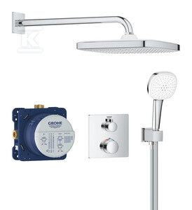 Grohtherm Podtynkowy zestaw prysznicowy z kwadratową deszczownicą Tempesta 250 Cube Grohtherm , chrom, z elementem podtynkowym