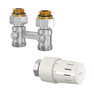 Zestaw termostatyczny z głowicą TC-S3 M30x1,5 i dwururowym blokiem kurków prostym MD1/50 1/2"-3/4"E?
