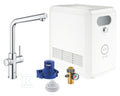 Zestaw Grohe Blue Professional z wylewką w kształcie L, chrom, bateria i chłodziarka, dostęp do wody zwykłej i filtrowanej / gazowanej, kąt obrotu wylewki 150° moduł Buetooth, głowica Ceramiczna 28 mm