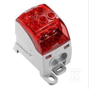 Zacisk rozdziału potencjału, złącze śrubowe, czerwony, 35 mm2, 214 A, 1000 V, liczba przyłączeń: 7, liczba poziomów: 1, WPD 105 1X35+1X16/2X25+3X16 RD