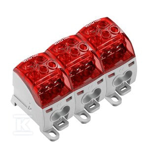 Zacisk rozdziału potencjału, złącze śrubowe, czerwony, 35 mm2, 214 A, 1000 V, liczba przyłączeń: 18, liczba poziomów: 1, WPD 305 3X35/6X25+9X16 3XRD
