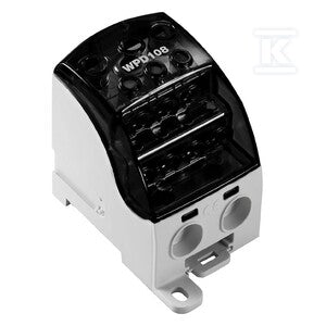 Zacisk rozdziału potencjału, złącze śrubowe, czarny, 120 mm2, 400 A, 1000 V, liczba przyłączeń: 10, liczba poziomów: 1, WPD 108 1X120/2X35+3X25+4X16 BK