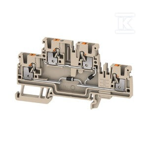 Blok zaciskowy, PUSH IN, Ciemnobeżowy, 2.5 mm2, 500 V, 500 V, liczba przyłączeń: 4, liczba poziomów: 2, TS 35, A2T 2.5 EM2 D/6