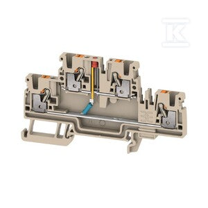 Blok zaciskowy, PUSH IN, Ciemnobeżowy, 2.5 mm2, 24 V, 24 V, liczba przyłączeń: 4, liczba poziomów: 2, TS 35, A2T 2.5 EM1 24VUC LED RD/1