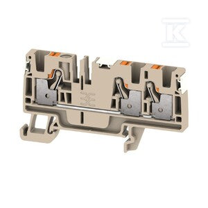 Blok zacisku przelotowego, PUSH IN, Ciemnobeżowy, 4 mm2, 32 A, 800 V, liczba przyłączeń: 3, A3C 4 DL