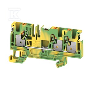 Zacisk PE, PUSH IN, zielony / żółty, 4 mm2, 800 V, liczba przyłączeń: 3, liczba poziomów: 1, TS 35, V-0, Wemid, A3C 4 PE DL