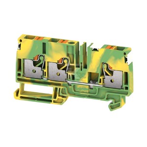 Zacisk PE, PUSH IN, zielony / żółty, 6 mm2, 800 V, liczba przyłączeń: 3, liczba poziomów: 1, TS 35, V-0, Wemid, A3C 6 PE DL