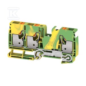 Zacisk PE, PUSH IN, zielony / żółty, 10 mm2, 1000 V, liczba przyłączeń: 3, liczba poziomów: 1, TS 35, V-0, Wemid, A3C 10 PE DL