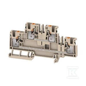 Zacisk modułowy wielorzędowy, PUSH IN, Ciemnobeżowy, 4 mm2, 800 V, liczba przyłączeń: 4, liczba poziomów: 2, TS 35, V-0, A2T 4 DL