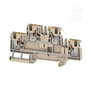 Zacisk modułowy wielorzędowy, PUSH IN, Ciemnobeżowy, 4 mm2, 800 V, liczba przyłączeń: 4, liczba poziomów: 2, TS 35, V-0, A2T 4 FT-PE DL