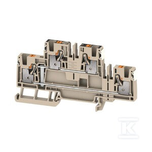 Zacisk modułowy wielorzędowy, PUSH IN, Ciemnobeżowy, 4 mm2, 800 V, liczba przyłączeń: 4, liczba poziomów: 2, TS 35, V-0, A2T 4 VL DL
