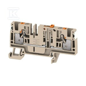 Bloki odczepów probierczych, PUSH IN, Ciemnobeżowy, 4 mm2, 20 A, 500 V, liczba przyłączeń: 2, liczba poziomów: 1, ADT 4 2C DL