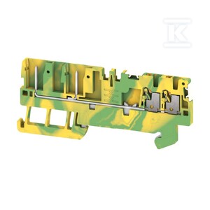 Złączka wtykowa, PUSH IN, zielony / żółty, 1.5 mm2, 17.5 A, 500 V, liczba przyłączeń: 4, liczba poziomów: 1, TS 35, APGTB 1.5 PE 4C/2 DL