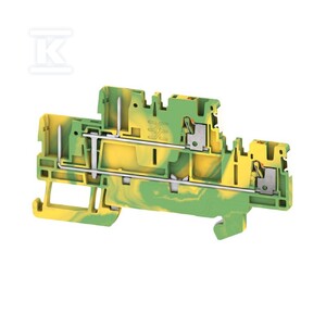 Złączka wtykowa, PUSH IN, zielony / żółty, 1.5 mm2, 17.5 A, 500 V, liczba przyłączeń: 4, liczba poziomów: 2, TS 35, APGTB 1.5 2T PE 4C/2 DL