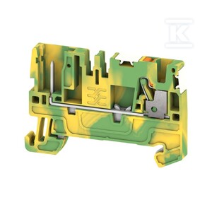 Złączka wtykowa, PUSH IN, zielony / żółty, 2.5 mm2, 24 A, 800 V, liczba przyłączeń: 2, liczba poziomów: 1, TS 35, APGTB 2.5 PE 2C/1 DL