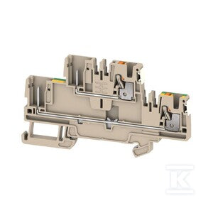 Złączka wtykowa, PUSH IN, Ciemnobeżowy, 2.5 mm2, 24 A, 800 V, liczba przyłączeń: 4, liczba poziomów: 2, TS 35, APGTB 2.5 2T FT-PE 4C/2 DL
