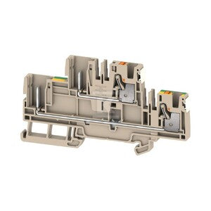 Złączka wtykowa, PUSH IN, Ciemnobeżowy, 4 mm2, 32 A, 800 V, liczba przyłączeń: 4, liczba poziomów: 2, TS 35, APGTB 4 2T FT-PE 4C/2 DL