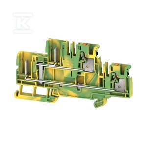 Złączka wtykowa, PUSH IN, zielony / żółty, 4 mm2, 32 A, 800 V, liczba przyłączeń: 4, liczba poziomów: 2, TS 35, APGTB 4 2T PE 4C/2 DL