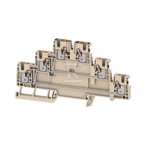 Zacisk modułowy wielorzędowy, PUSH IN, Ciemnobeżowy, 2.5 mm2, 800 V, liczba przyłączeń: 6, liczba poziomów: 3, TS 35, V-0, A3T 2.5 VL DL