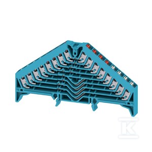 Zacisk rozdzielacza krosowego, PUSH IN, niebieski, 1.5 mm2, 8 A, 250 V, liczba przyłączeń: 32, liczba poziomów: 8, TS 35 x 7.5, V-0, Poliwęglan, PRV 8 BL 35X7.5 RT/WS