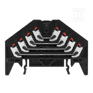 Zacisk rozdzielacza krosowego, PUSH IN, czarny, 1.5 mm2, 10 A, 250 V, liczba przyłączeń: 16, liczba poziomów: 4, TS 35 x 7.5, V-0, Poliwęglan, PRV 4 SW 35X7.5 RT