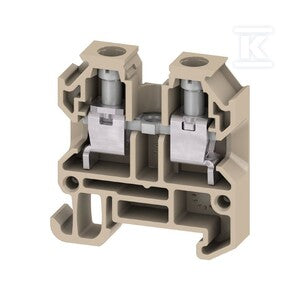 Blok zacisku przelotowego, złącze śrubowe, beżowy / żółty, Ciemnobeżowy, 4 mm2, 32 A, 400 V, liczba przyłączeń: 2, AKZ 4/10/BEZ