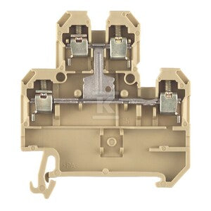Blok zaciskowy, złącze śrubowe, beżowy / żółty, 4 mm2, 500 V, 500 V, liczba przyłączeń: 4, liczba poziomów: 2, TS 35, DK 4V/35