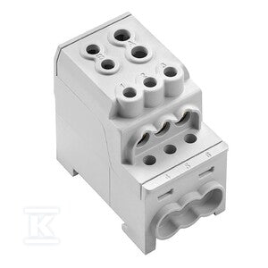Zacisk rozdziału potencjału, złącze śrubowe, Jasnoszary, 70 mm2, 200 A, 1000 V, liczba przyłączeń: 8, liczba poziomów: 1, WPD 110 1X70+1X35/6X16 GY