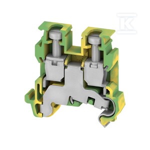 Zacisk PE, złącze śrubowe, żółty, zielony, 2.5 mm2, 250 V, liczba przyłączeń: 2, liczba poziomów: 1, TS 15, V-2, Wemid, AKE 2.5