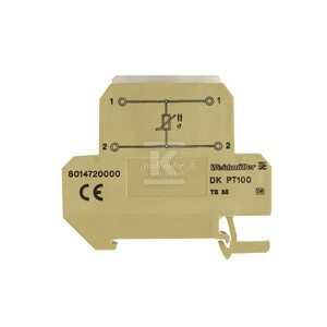 Blok zaciskowy, złącze śrubowe, beżowy / żółty, 4 mm2, 400 V, 400 V, liczba przyłączeń: 4, liczba poziomów: 2, TS 35, DKT 4/35 PT100