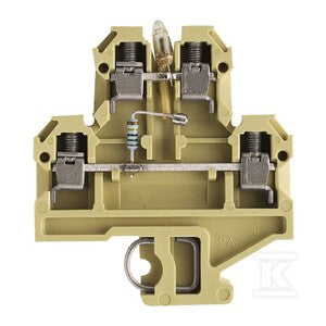 Zacisk modułowy wielorzędowy, złącze śrubowe, beżowy / żółty, 4 mm2, 115 V, liczba przyłączeń: 4, liczba poziomów: 2, TS 32, V-2, DK 4/32 GL 100K 115VAC