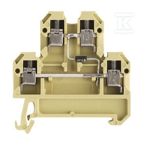 Blok zaciskowy, złącze śrubowe, beżowy / żółty, 4 mm2, 380 V, 380 V, liczba przyłączeń: 4, liczba poziomów: 2, TS 35, DK 4/35 1D A1