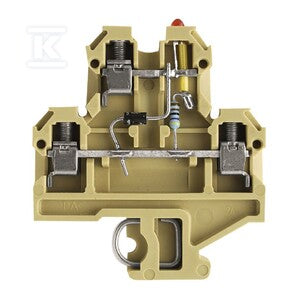 Zacisk modułowy wielorzędowy, złącze śrubowe, beżowy / żółty, 4 mm2, 24 V, liczba przyłączeń: 4, liczba poziomów: 2, TS 32, V-2, DK 4/32 LD ROT 24VDC