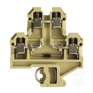 Blok zaciskowy, złącze śrubowe, beżowy / żółty, 4 mm2, 380 V, 380 V, liczba przyłączeń: 4, liczba poziomów: 2, TS 32, DK 4/32 1D CSA GET.SCH.