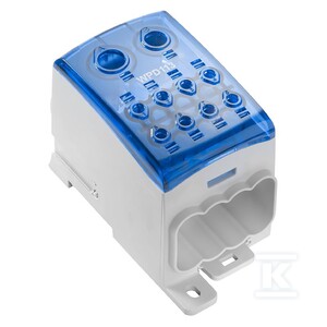 Zacisk rozdziału potencjału, złącze śrubowe, niebieski, 185 mm2, 353 A, 1000 V, liczba przyłączeń: 10, liczba poziomów: 1, WPD 113 1X185+1X150/8X35 BL