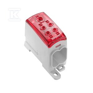 Zacisk rozdziału potencjału, złącze śrubowe, czerwony, 95 mm2, 232 A, 1000 V, liczba przyłączeń: 5, liczba poziomów: 1, WPD 111 1X95/4X35 RD